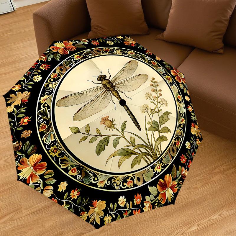 1PC Dragonfly Floral Umbrella-8-Rib Reinforced, Automatic Open, Lightweight & Durable, Cute Fashion Accessory for Outdoor-K1264
