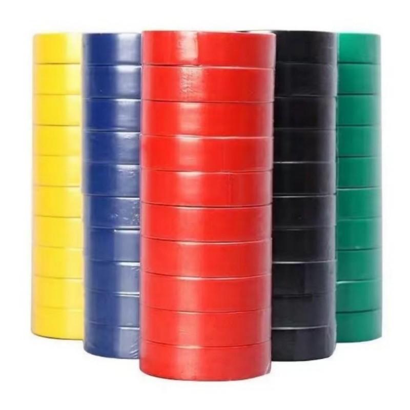 Color Insulating Electrical Tape PVC Wear-resistant Flame Retardant Lead-free Waterproof Eletrician Black Red Blue Green 16mm&3M красный