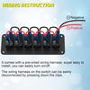 Joinfworld 6 Gang Rocker Switch Panel 12V Marine Boat Switch Panel Waterproof 12 Volt Blue LED Light Toggle Switch Panel ON Off With Pre-Wired For
