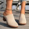 Sandale de vară pentru femei, cu platformă groasă, toc gros, cu vârf închis, slip-on, stil european simplu, încălțăminte casual.