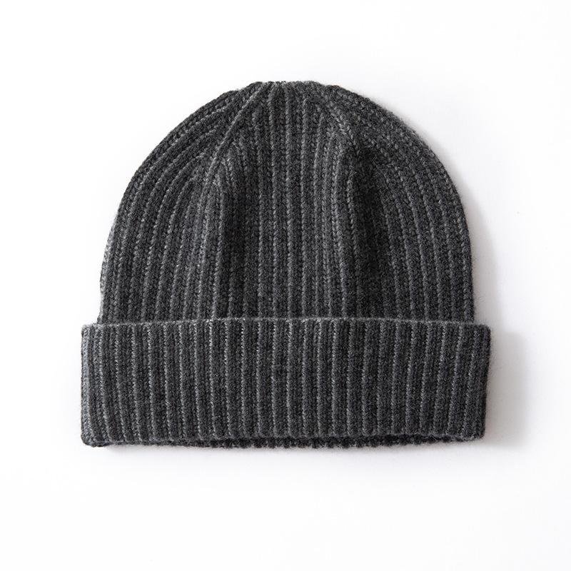 Pure Cashmere Autumn and Winter New Men's and Women's Ingot Needle Two Color Warm and Stylish Toe Head Ear Protection Knitted Hat