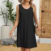 Women's Casual Fashion -Color Round Neck Loose Sleeveless Pocket Dress