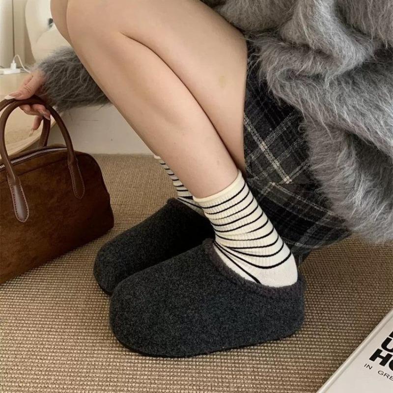 Inner height increase~ Mao Mao shoes women's autumn and winter woolen cotton shoes lazy people pedal warm and velvet slippers