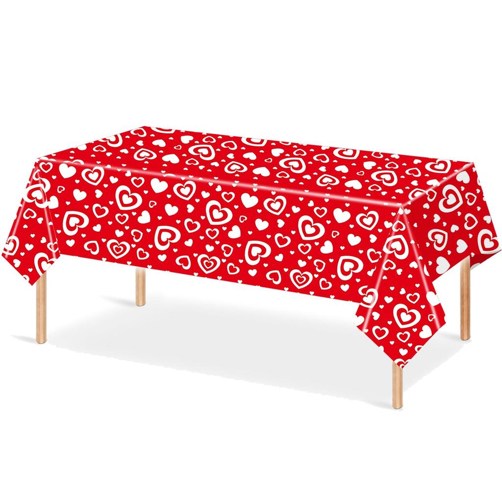 Valentine's Day Themed Party Red Love Disposable PE Tablecloth Decoration Supplies