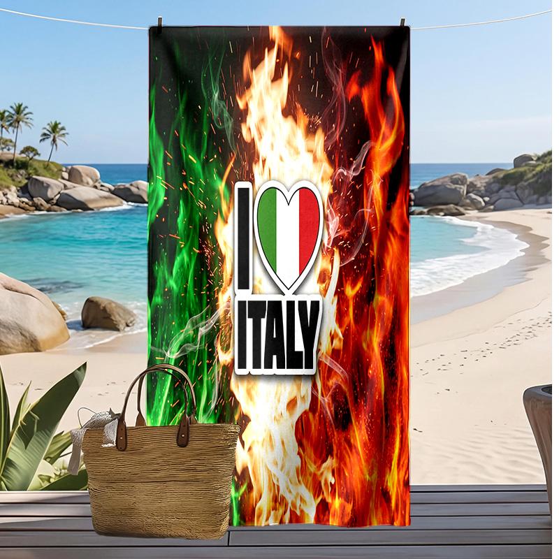 Italy Football Print Beach Towel Quick Dry Super Absorbent Soft Bath Towel for Swimming Beach Travel Fan Souvenir Gift
