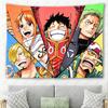 One Piece Tapestry, Straw Hat Pirates Group Print Wall Hanging, Polyester Fabric for Bedroom Dorm, Aesthetic Anime Decor