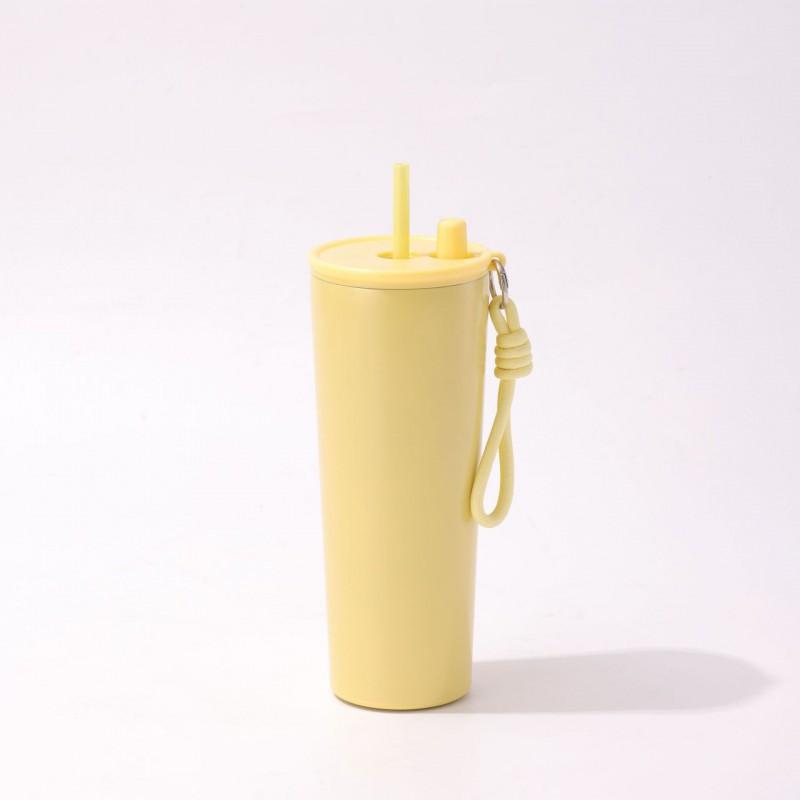 Large Capacity Vacuum Insulated Stainless Steel Travel Mug With Handle Straw Office Outdoor Use 710ml