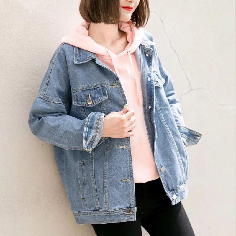 Extra Large Size Women's Denim Jacket Women's Korean Version Loose Student  Jean Jackets Top L-5XL