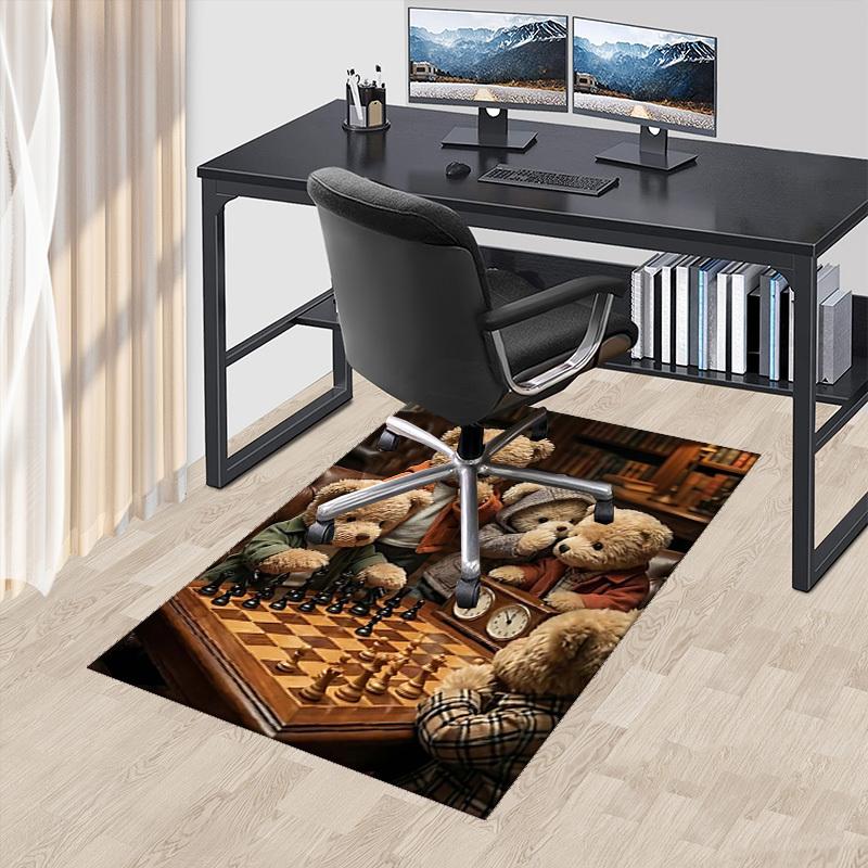 

1pc Teddy Bear Chess Game Chair Mat - Anime Cartoon Design Office Desk Pad - Non-Slip Carpet for Home Decor, Living Room, Bedroom, Gaming Room & Dormi 60cm by 90cm