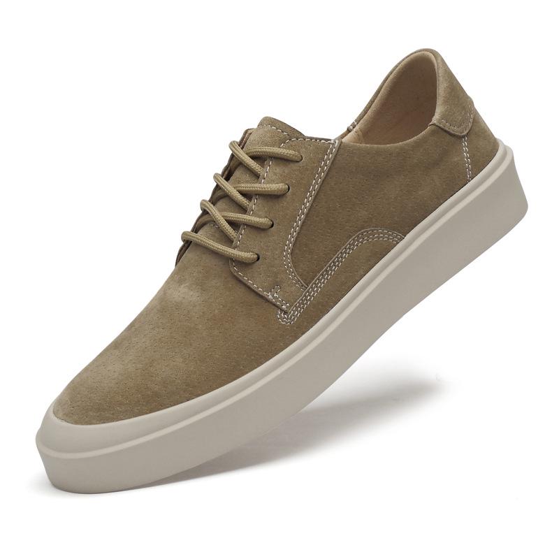 Men s Casual Suede Low-Top Lace-Up Round-Toe Hidden Heel Shoes 44