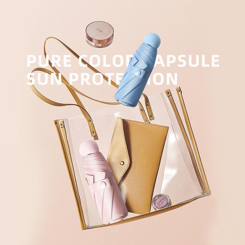 Mini Folding Umbrella 6-Folding Anti UV Portable Parasoles Lightweight Pocket Sun Shade Rain Umbrella for Women