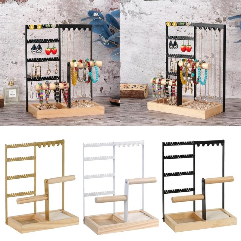 Iron Jewellery Stand Organiser Necklaces Bracelets Earring Jewelry Display Shelf for Bedroom 4Tier Display Stand Holder