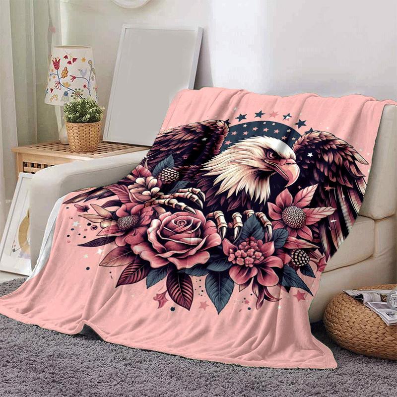 1pc Eagle Printing Lightweight Flannel Blanket, Comfortable and Warm Blanket, for Camping Sofa Bed and Couch Office, in All Seasons
