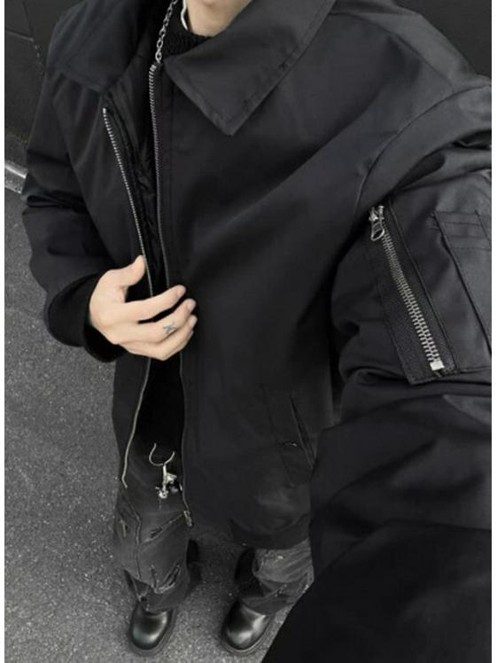 Men's Trendy Retro American Vibe Flight Jacket - Warm Padded Cotton Bomber with Lapel