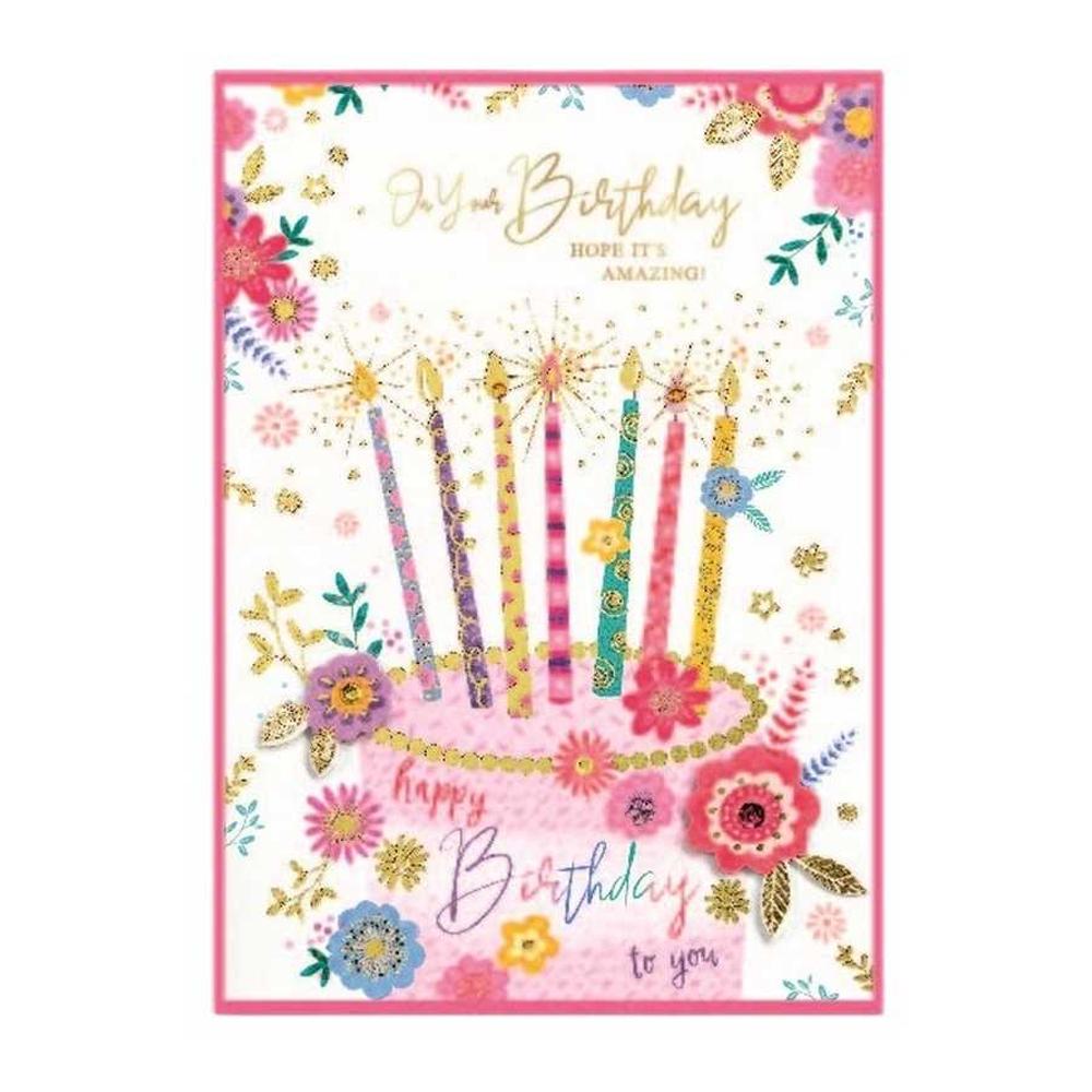 Simon Elvin Birthday Cake Happy Birthday Greetings Card (Pack of 6)