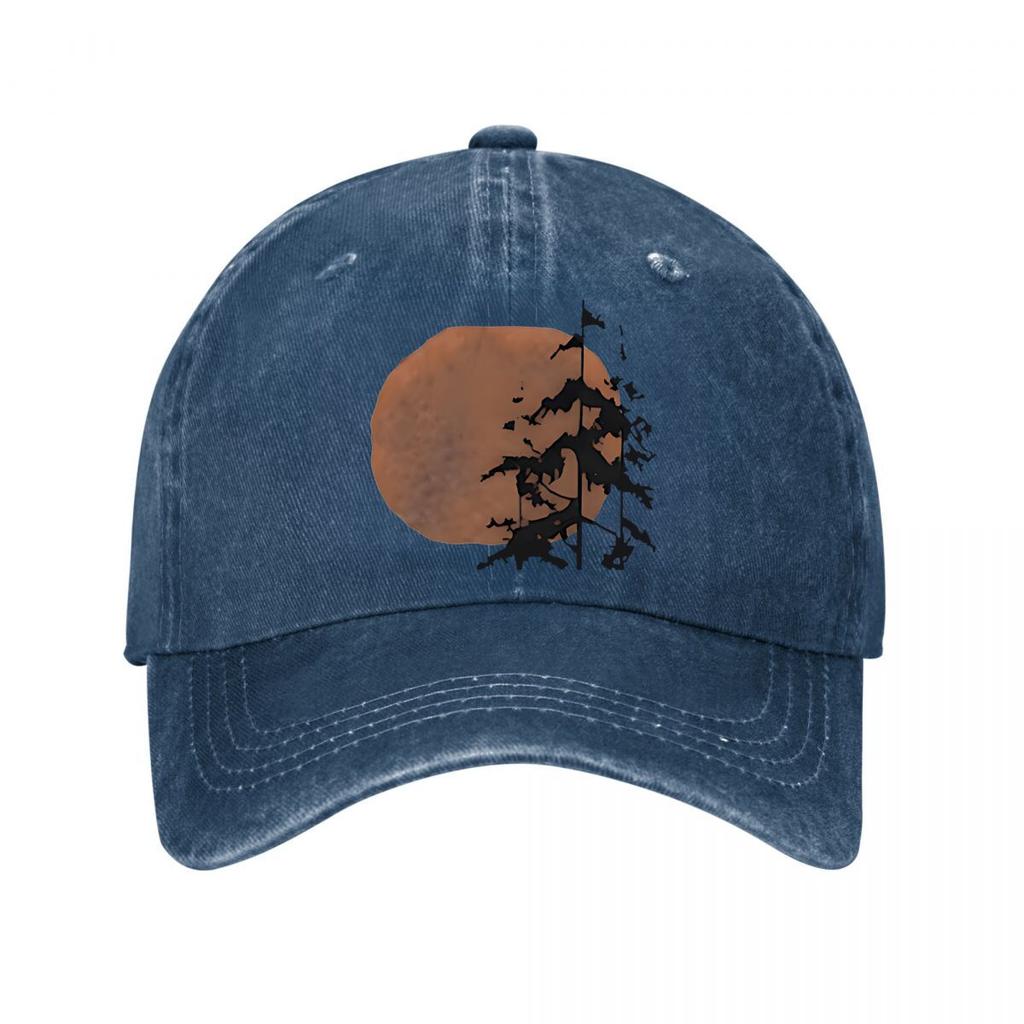 Metal Moon Pine Silhouette Wall Decor  New Vintage Washed Baseball Cap