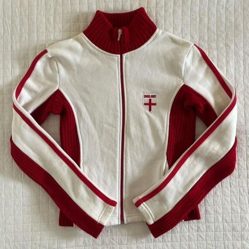 2KWEIRD Knitted Patchwork Grunge Jackets Harajuku Women Autumn Casual Stand Neck Vintage Coat Y2k Aesthetic Letter Embroidery Tops