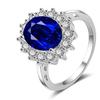 Princess Diana Kate Middleton Class Gemstone Birthstone Sapphire Red Halo AAA Cubic Zirconia Statement Engagement Rings for Women, Anniversary 925