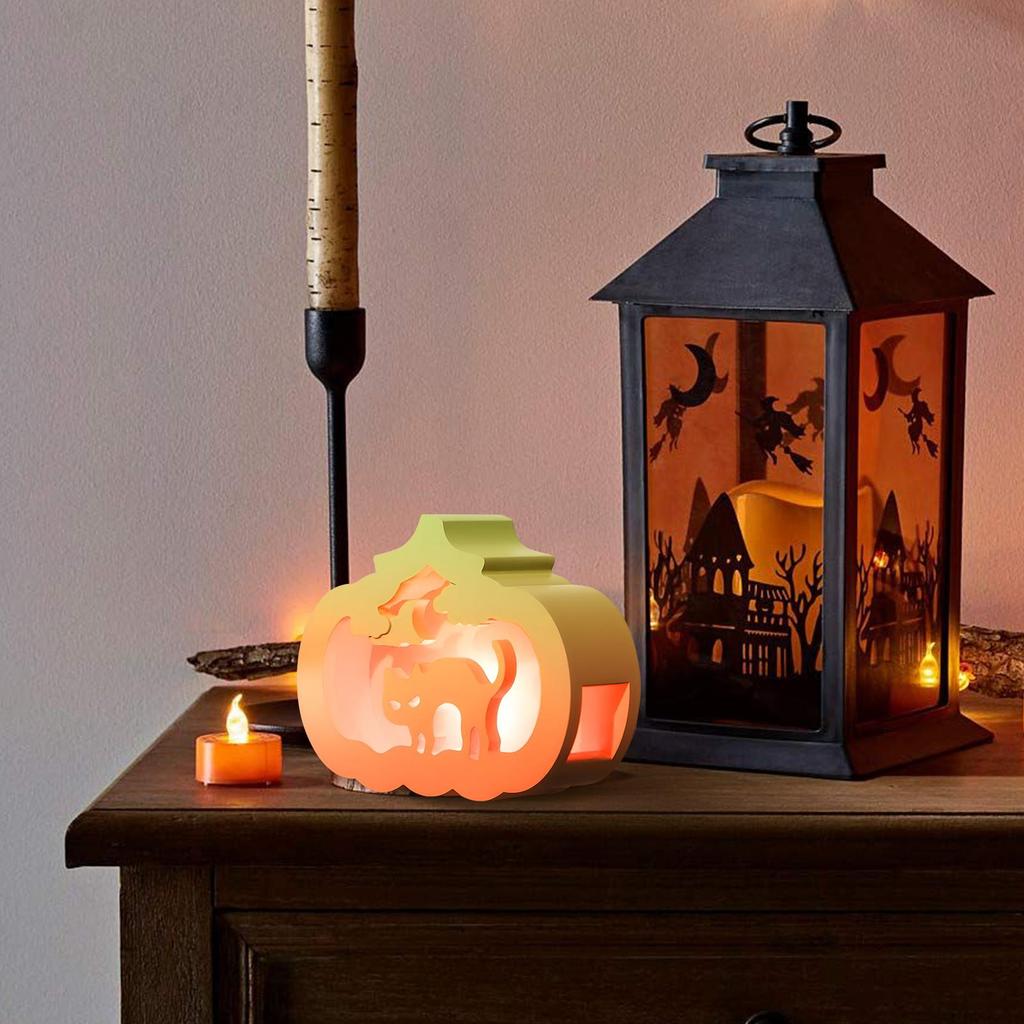 Halloween Pumpkin Cat Lamp Silicone Mold Silicone Halloween Pumpkin Jar Casting Molds Ornaments Hollow Pumpkin Lamp Mold