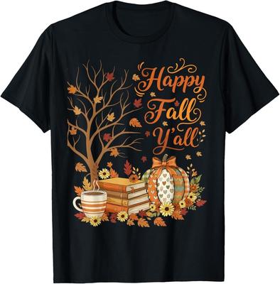 Happy Fall Y'all Floral Pumpkin Autumn Coffee T-Shirt