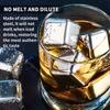 Stainless Steel Whiskey Stone Set By Reusable Ice Cubes for Cooling Wine Drinks Beverage Freezer Ice Tongs Bar Accessories