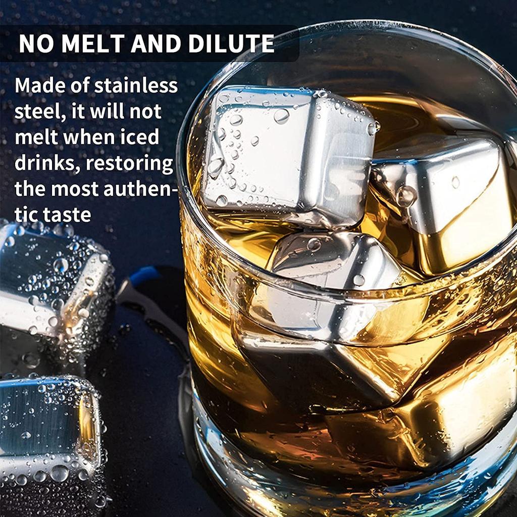 Stainless Steel Whiskey Stone Set By Reusable Ice Cubes for Cooling Wine Drinks Beverage Freezer ice Tongs bar Accessories