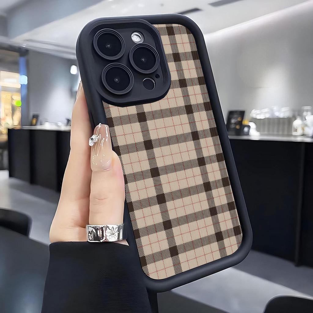 Brown Plaid Groove iPhone 15/16/17 Pro Max Protective Case