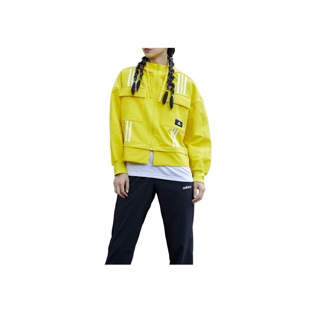 Adidas Casual Sports Zip Hooded Jacket Women Jackets Yellow GP0627