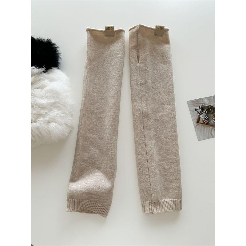 

Dopamine Pure Color Oversleeve Easiest for Match Arm Guard Wool Oversleeves Arm Sleeve Knitting Pile Style Half Finger Fall and Winter Thermal Long Milk Tea
