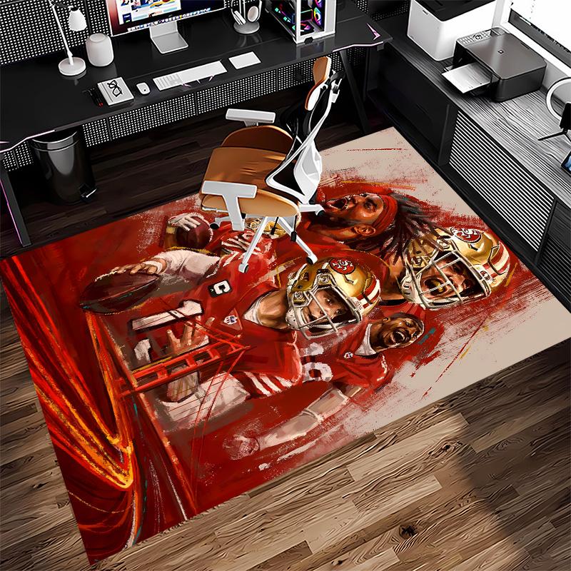 San Francisco 49ers LOGO Print Area Rug - Soft, Washable Non-Slip Indoor Mat for Office Chairs, Living Room, Home Office Decorative Rug