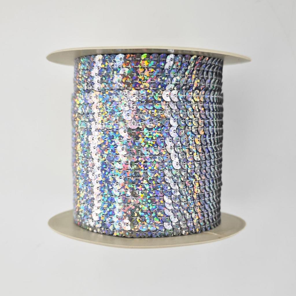 Eco-friendly 5mm Flat Lace PET Sequin Woven Ribbon for Shoe and Hat Accessories