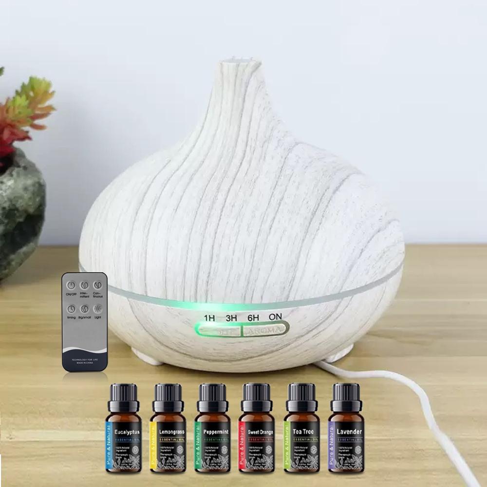 

Diffuser For Home 550ml Wood Grain Essential Oil Diffuser Ultrasonic Humidifier Remote Control 6 Premium Oils Whisper Quiet fo