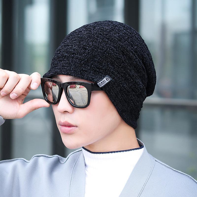 Winter Hats for Men Thick Warm Beanies Solid Cap Autumn Chenille Beanie Cotton Outdoor Cycling Windproof Cap Bonnet Casual Hat