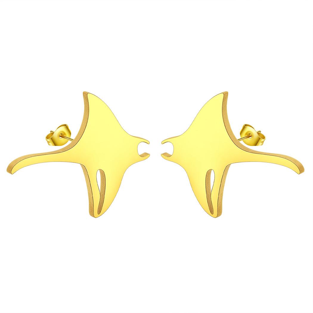 

Marine Animal Manta Ray Earrings Lovely Design Gold Plated Stainless Steel Cartilage Piercing Earring