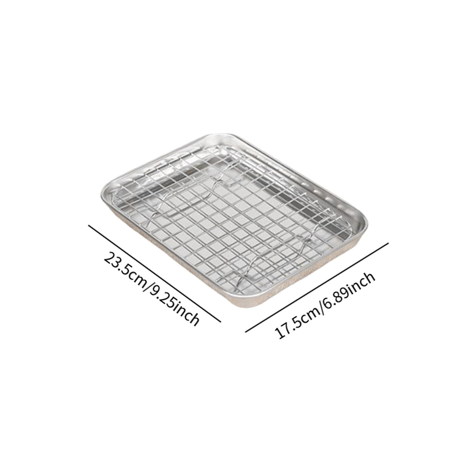 

Противень из нержавеющей стали с решеткой для охлаждения, металлический противень для печенья, контейнер для хранения продуктов для барбекю, кухонные инструменты для выпечки