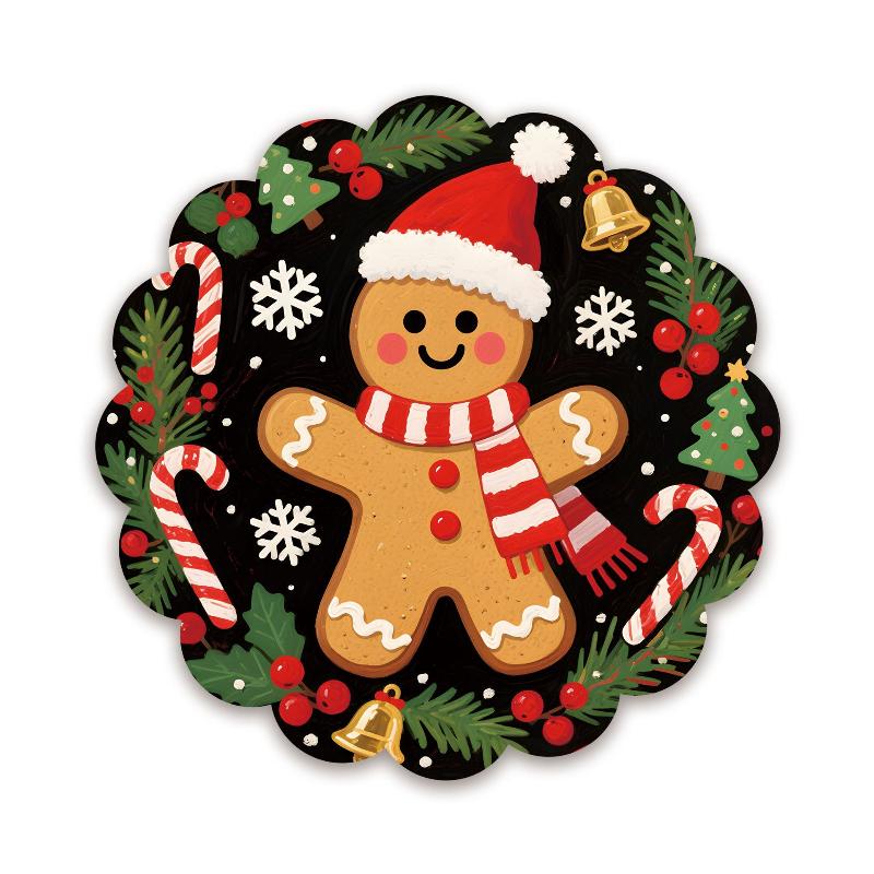 

4 шт. Рождественские круглые салфетки с волнистым краем, нескользящие, термостойкие, подставки на стол, зимняя сервировка для вечеринки, рождественский декор, круглая скатерть D