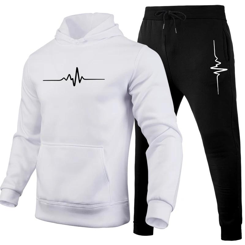 Casual Simple Print Men's Hooded Suit Fashionable Loose Sport Wear Men’s