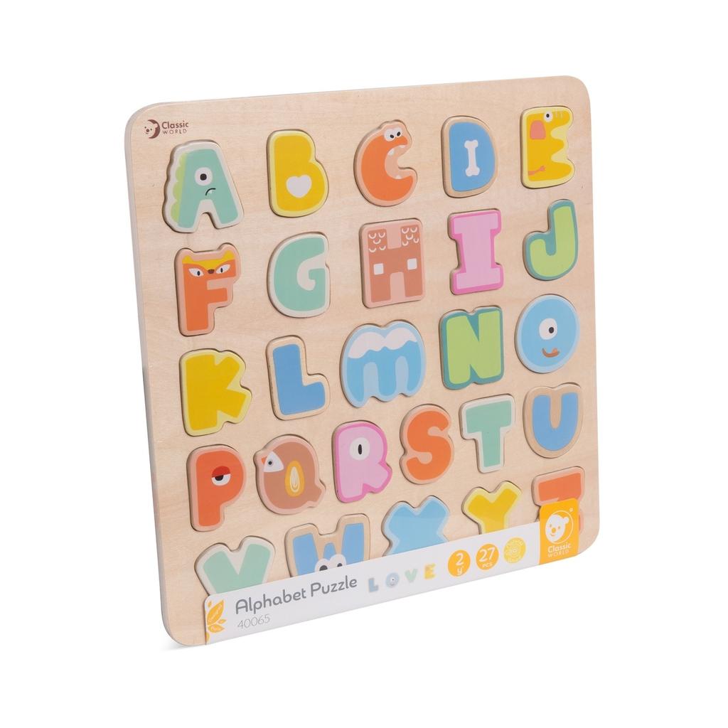 Puzzle Mappy Wooden Alphabet Puzzle, Educational Learning Toys for Toddlers, Safe & Eco-Friendly