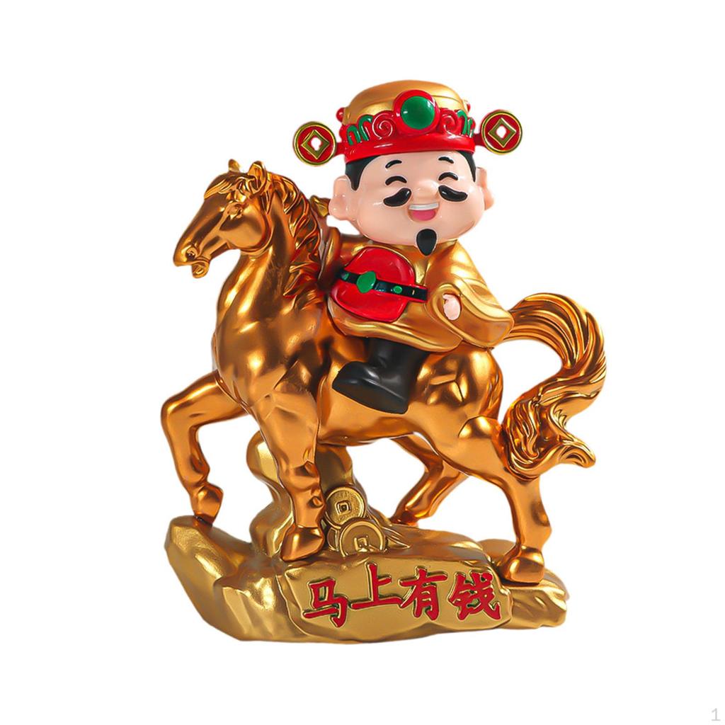 God of Wealth Figurine Feng Shui Figure Adornment Tabletop Ornament, Statue, for Bedroom Car Decor