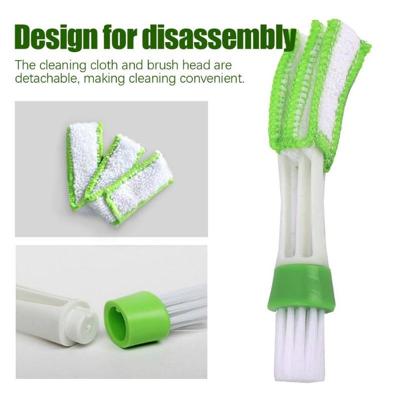 Multifunction Car Air Vent Cleaner Mini Double-end Micro Fiber Vent Duster Removable Cloth Cover Portable Cleaning Brush For Car