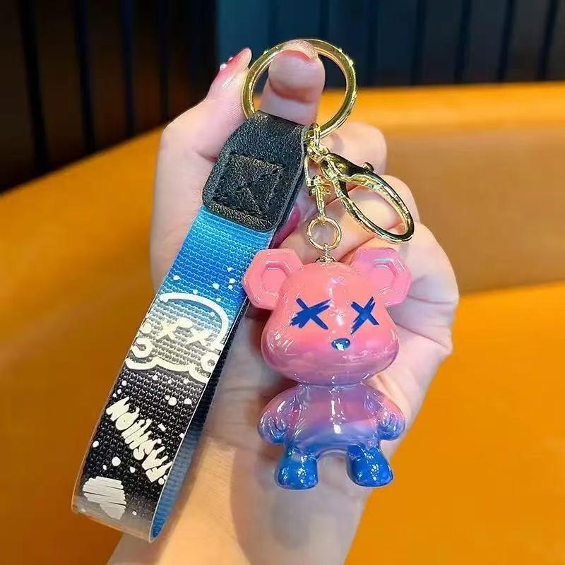 Starry Sky Bear Keychain, Car Keychain, Student Schoolbag Pendant, Men's and Women's Bags, Pendant, Car Key.