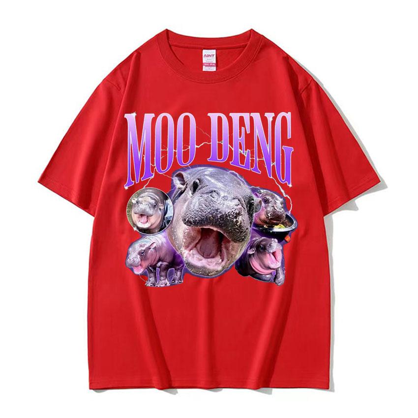 Cute Moo Deng Baby Hippo Funny Meme Tee Shirt Unisex Women Fashion Vintage 90s Graphic Tshirt Hip Hop Oversized T Shirt Streetwear