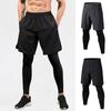 Männer gefälschte zweiteilige Sporthose Fitness Jogger Training schnell trocknend dünne Shorts Hosen Gym kurze Workout Leggings Strumpfhosen Training Jogger