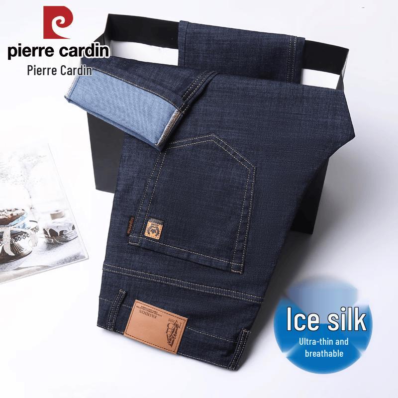 Pierre Cardin Men s Summer Loose Straight Ice Silk Cooling Jeans 32 чёрный