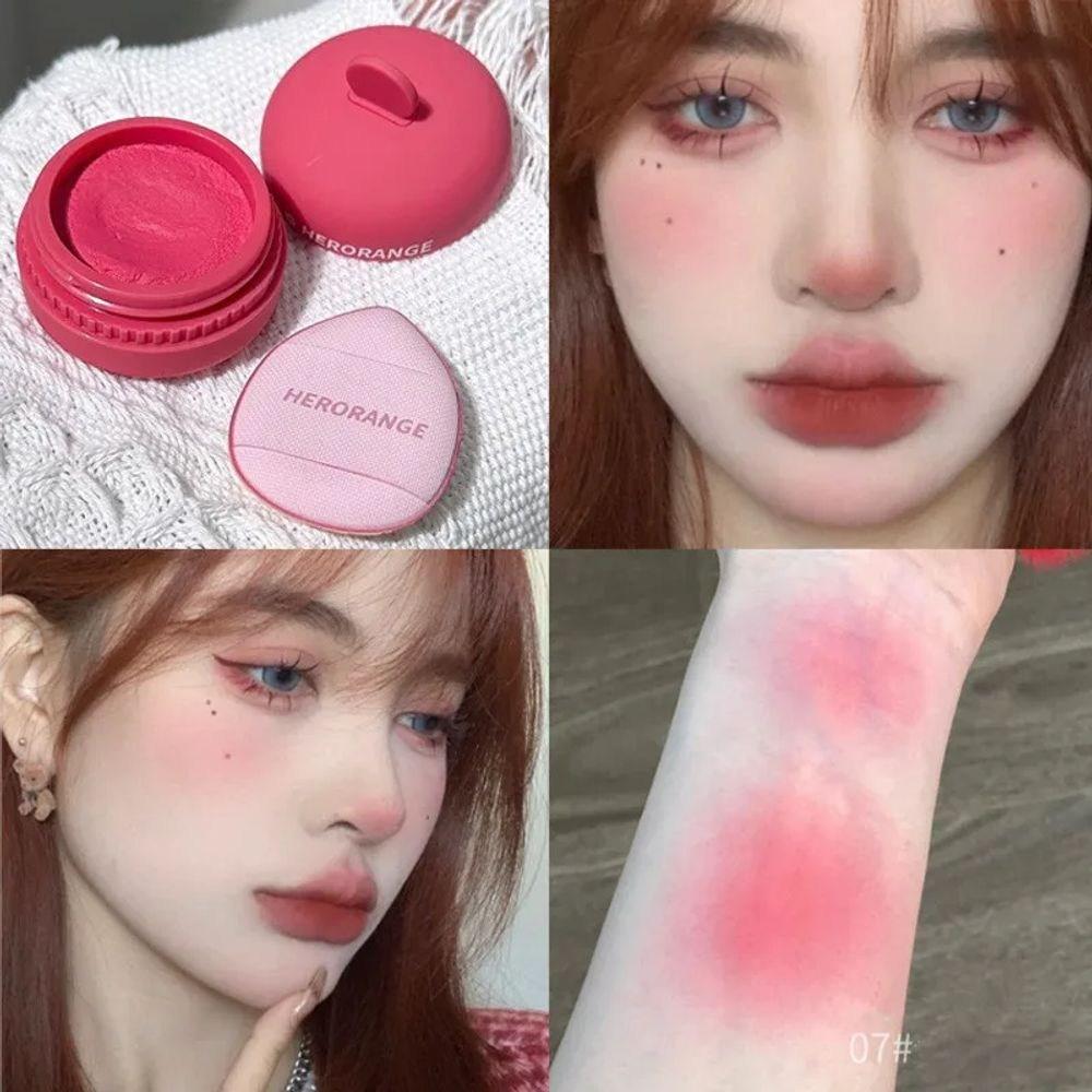 Solid Color Blush Cream Makeup Lasting Color Palette Mousse Mud Matte Pink Peach Cheek Rouge Face Pigment Cosmetics, 1 Piece, 04 04