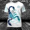 Summer Round Neck 3D Scorpion Printed Top Fashionable Casual Short Sleeved Men's T-shirts