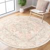 Round Retro Geometric Pattern Elegant Carpet Mat Home Decoration Beige Pink Durable Soft Anti Slip Mat Living Room Rug