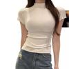 Pure Desire Wind Semi-turtleneck Short-sleeved T-shirt Women's Summer Slim-fitting and Thin Bottoming Shirt with Student Tops Ins Tide