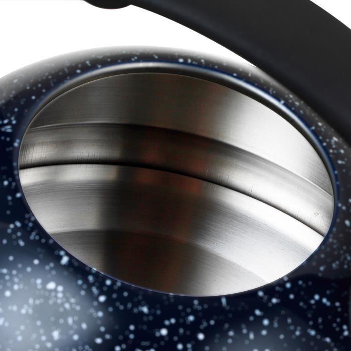 Bouilloire sifflante - ROSSETTO - 3L - Inox 18/10 - Bleu - Poignée soft touch