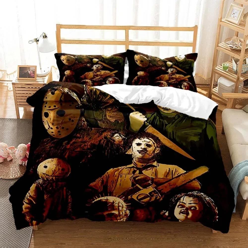 Comforter Halloween Horror Movie Clown Bedding Set 3D Printed Suitable For Bedroom Kids Home Textile